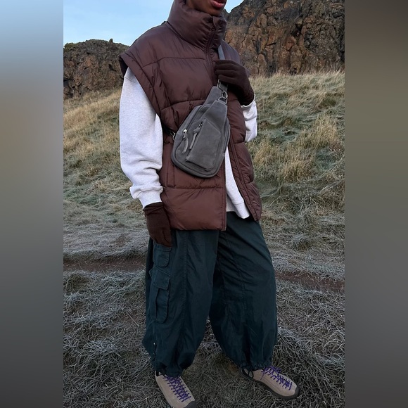 Free People In A Bubble Puffer Vest size Medium Cocoa Brown - Picture 5 of 10